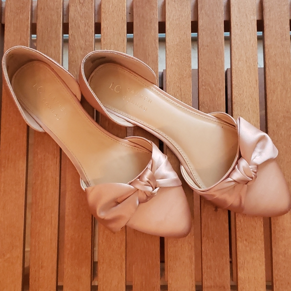LC Conrad Pink Satin Bow Flats